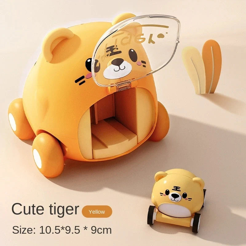 Interactive cartoon toy car for children, available in Little Tiger, Little Bear, and Puppy styles