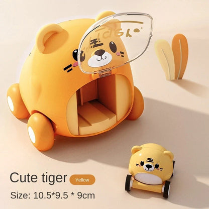 Interactive cartoon toy car for children, available in Little Tiger, Little Bear, and Puppy styles
