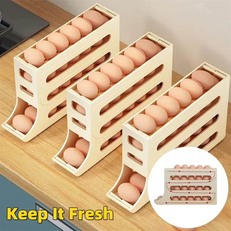 4-layer automatic egg roller sliding tray for refrigerator side door in various colors