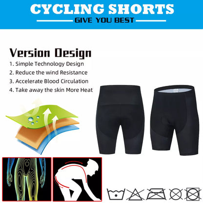 Men's Team Cycling Shorts in black and black white options, featuring breathable mesh fabric for cyclists.