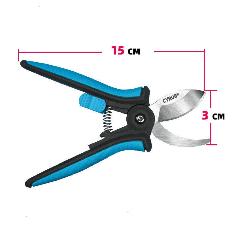 Bonsai pruning shears with 18cm stainless steel blades showing scimitar and straight knife designs