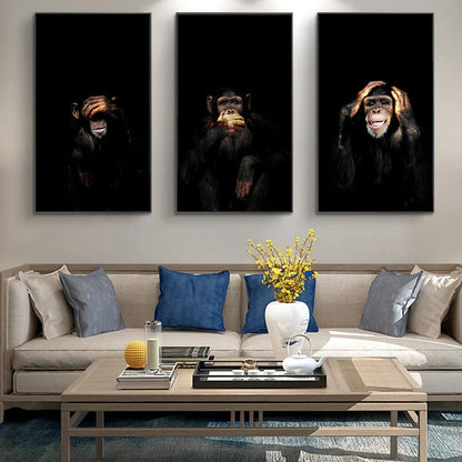 Abstract monkey spray painting on frameless canvas wall art modern decoration