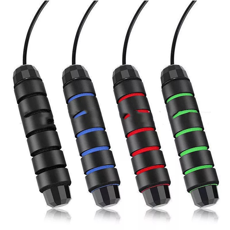 Student Sports Wire Skipping Rope in blue, black, red, and green colors