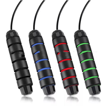 Student Sports Wire Skipping Rope in blue, black, red, and green colors