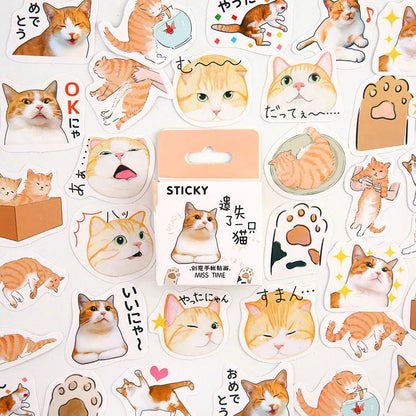 Set of 46 small decorative stickers with cartoon patterns for journal and scrapbook crafts