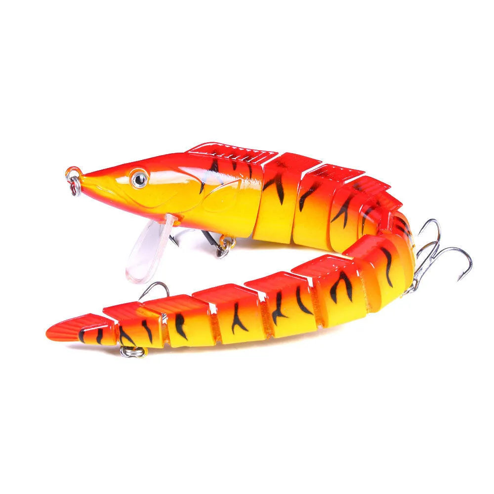 A multi-section articulated fishing lure imitating a loach, shown in one of five colour variants, measuring 23 cm.