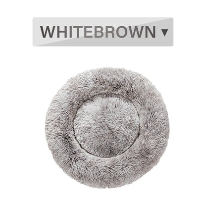XXL fluffy donut dog bed in luxury long plush with 100cm diameter for large pets