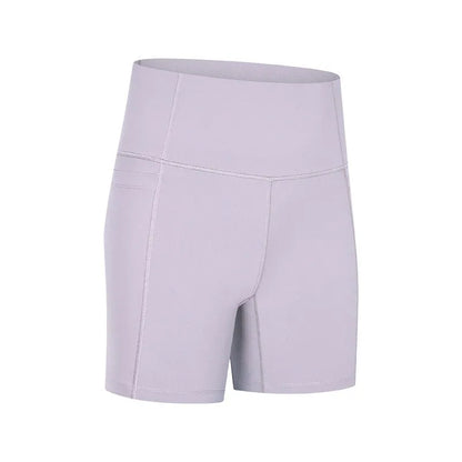 Women's solid colour cotton blend super stretch sports shorts for running and fitness.