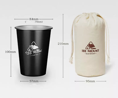 304 stainless steel camping beer steins set of 4 in white, black, and army green