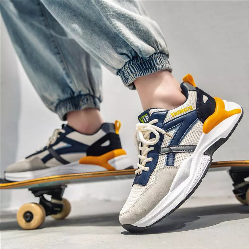 Men's Low-top Breathable Running Sneaker in yellow and orange