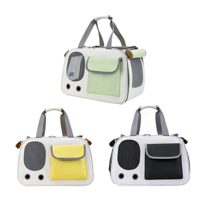 Large foldable canvas pet carrier bag for cats and small dogs in solid colours