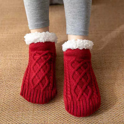 Winter Knitted Plush Floor Socks with Non-slip Soles in Various Colors