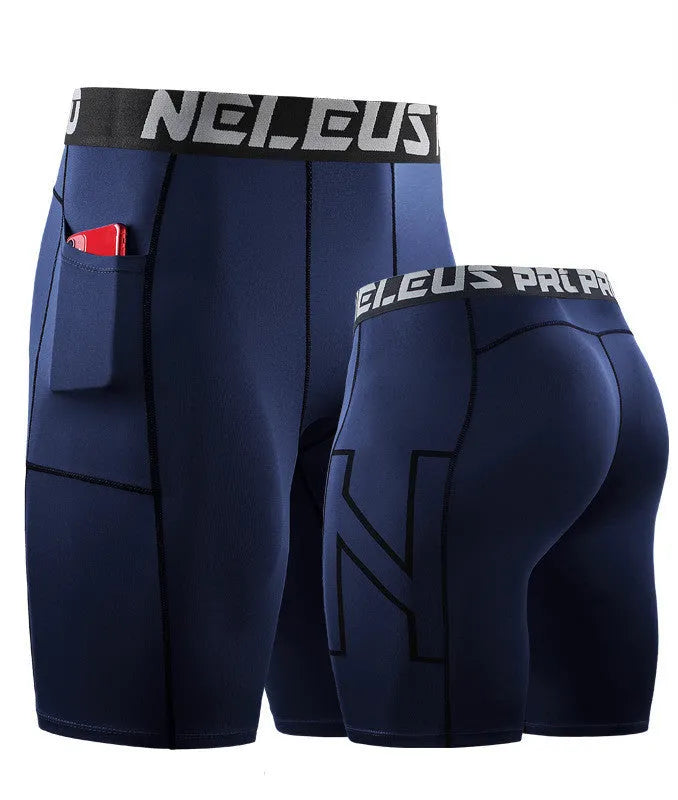 Men's black milk silk polyester tight sports shorts for running and fitness activities