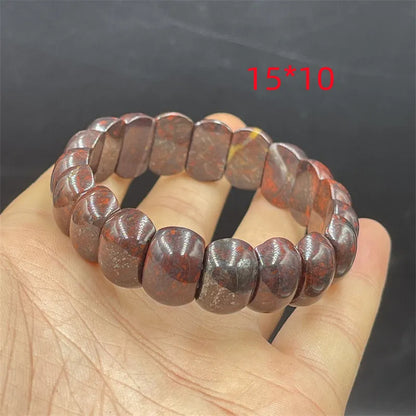 Bloodstone meteorite bracelet in quartz rock jade with traditional pendant options on wrist