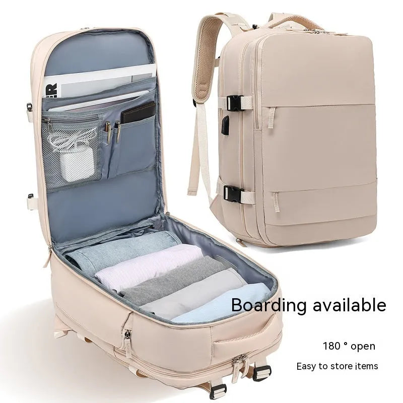 Large capacity waterproof mummy backpack in mint green colour with nylon material and 30-litre storage