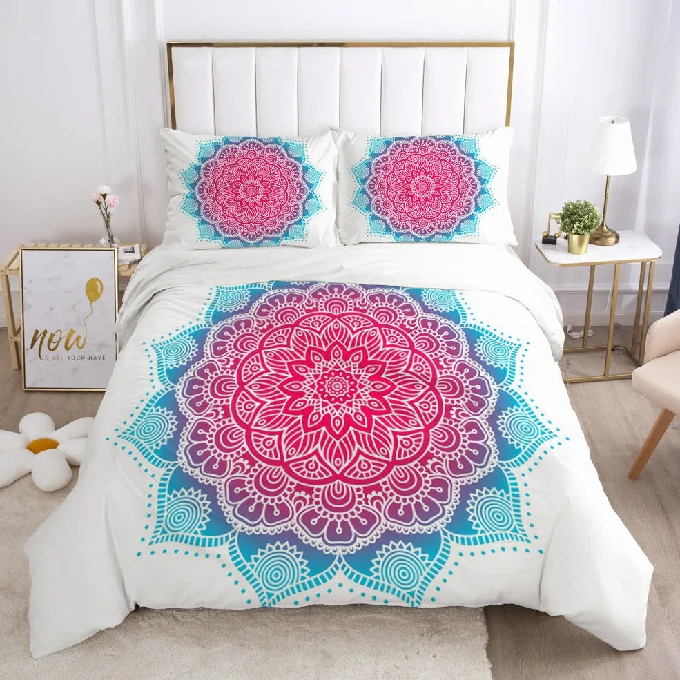 3D digital bedding set with geometric pattern duvet cover and pillowcases in twill weave fabric