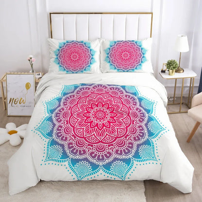 3D digital bedding set with geometric pattern duvet cover and pillowcases in twill weave fabric