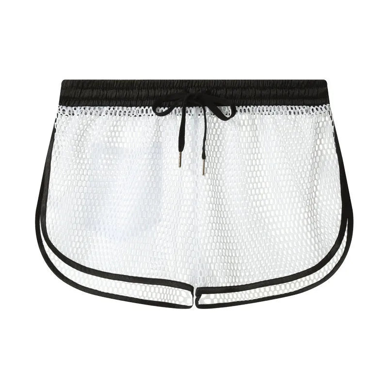 Men's loose fit polyester boxers in solid black, white, grey and red colours