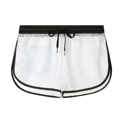 Men's loose fit polyester boxers in solid black, white, grey and red colours