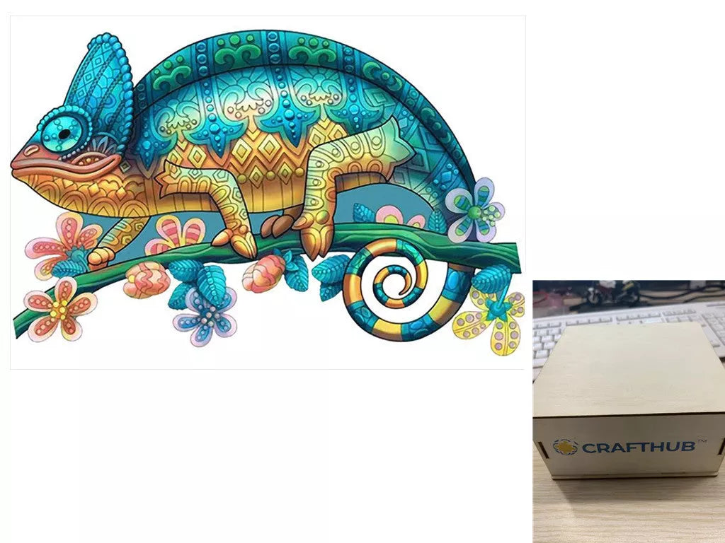 Animal Puzzle Craft Hub A3 Size Wooden Box for puzzle storage and organization