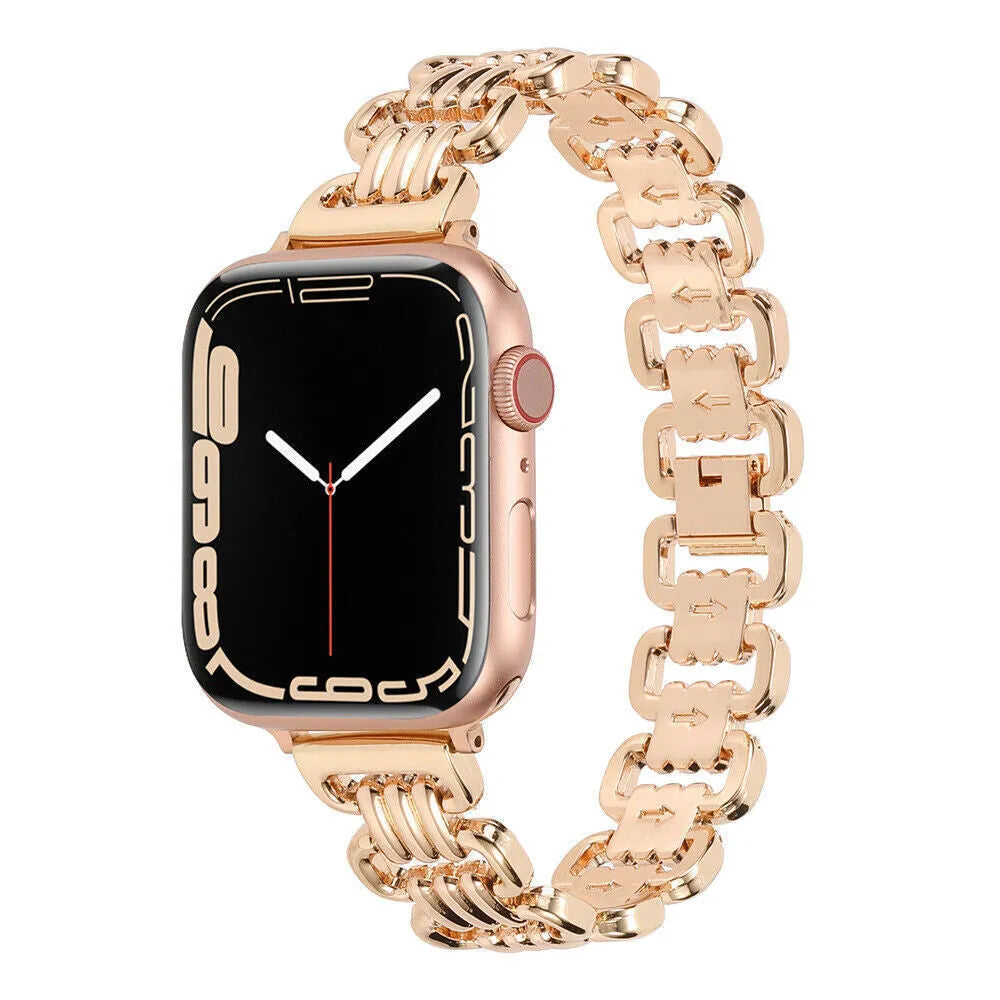 Alloy metal ladies watch bracelet for Apple Watch in silver, black, gold, rose gold, Starlight colours