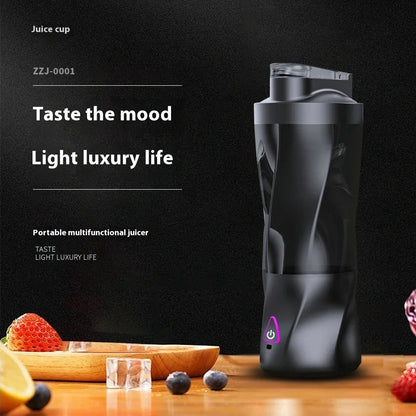 Black portable electric juicer cup with stainless steel 601-800ml liner and 201-500W motor for blending