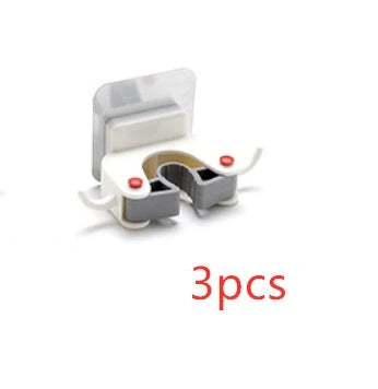 Versatile adhesive wall hooks for organizing mops, brooms, and other cleaning tools in the bathroom or laundry room