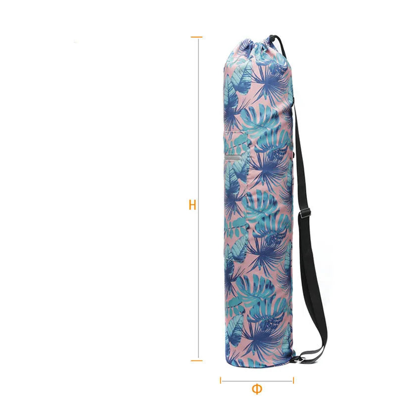 Canvas yoga bag with shoulder strap for 6mm yoga mat, shown as a storage bag for yoga and fitness use