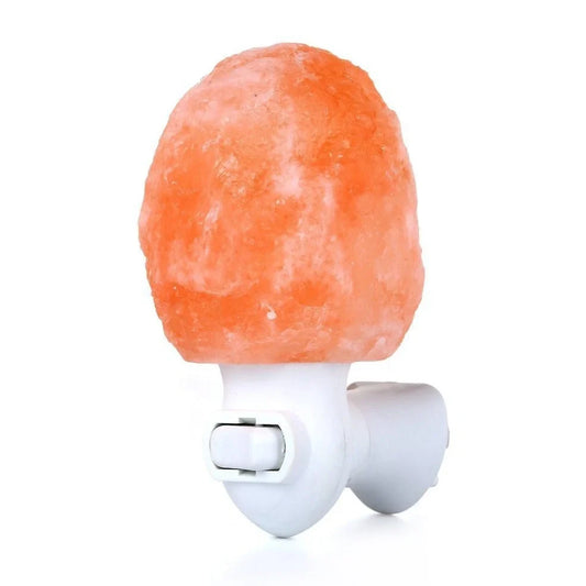 Cylindrical Himalayan crystal salt lamp, 9.8cm tall, 5cm diameter, with warm 3000K glow for air purification
