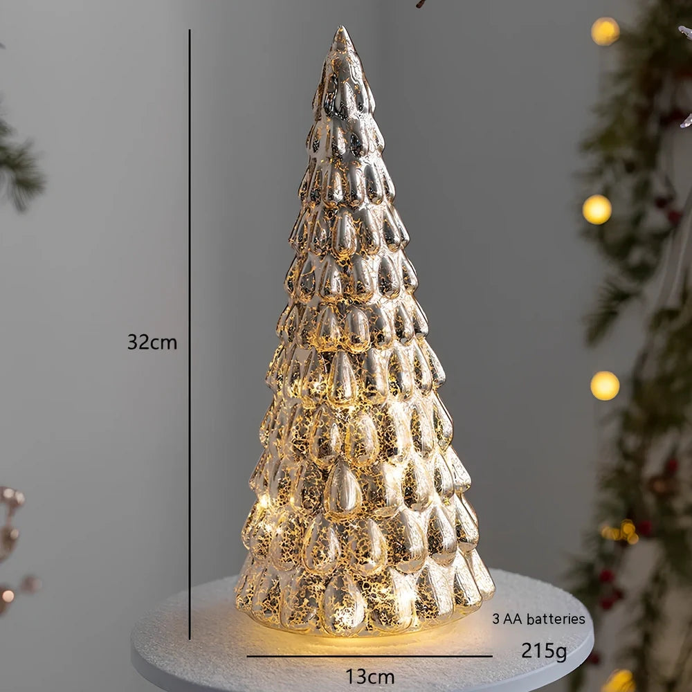 Cloth Christmas decoration models including battery-powered old man and tree for table and window use, 10-20cm height