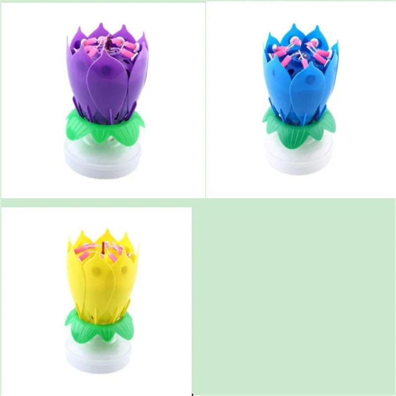 Musical Lotus Candles in various colors with a unique lotus design and music feature