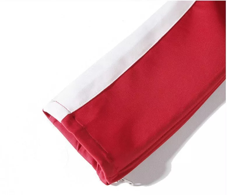 Men's casual pants with retro color stripe and inside zipper