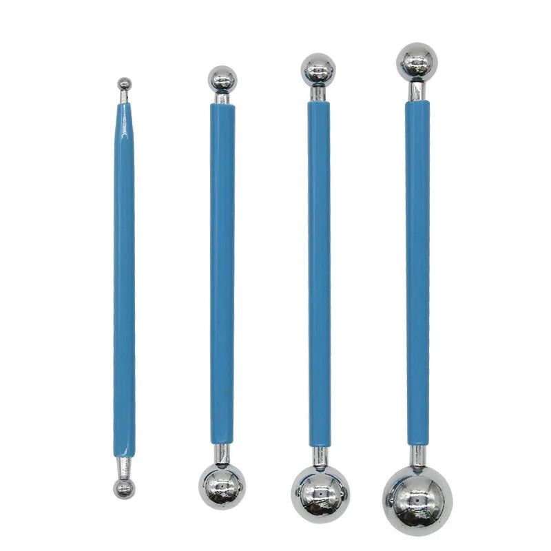 Pottery tool set with wood carving tools and acrylic rollers in blue pen bag packaging