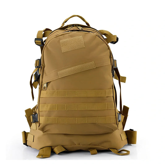 3D tactical backpack in camouflage colour with MOLLE webbing and adjustable shoulder straps
