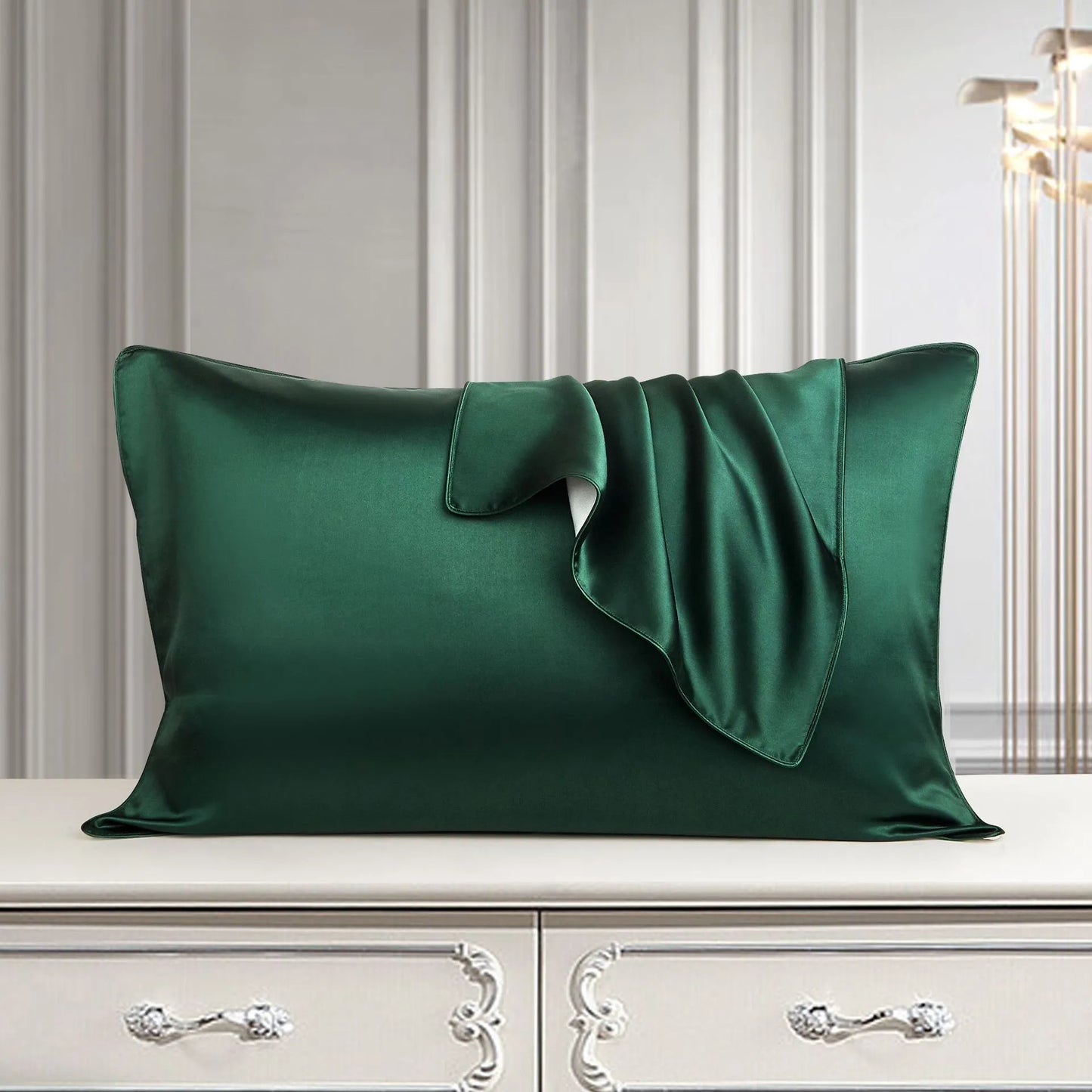 Mulberry silk pillowcase 48x74cm in palace luxury style with inlaid rope weave texture.
