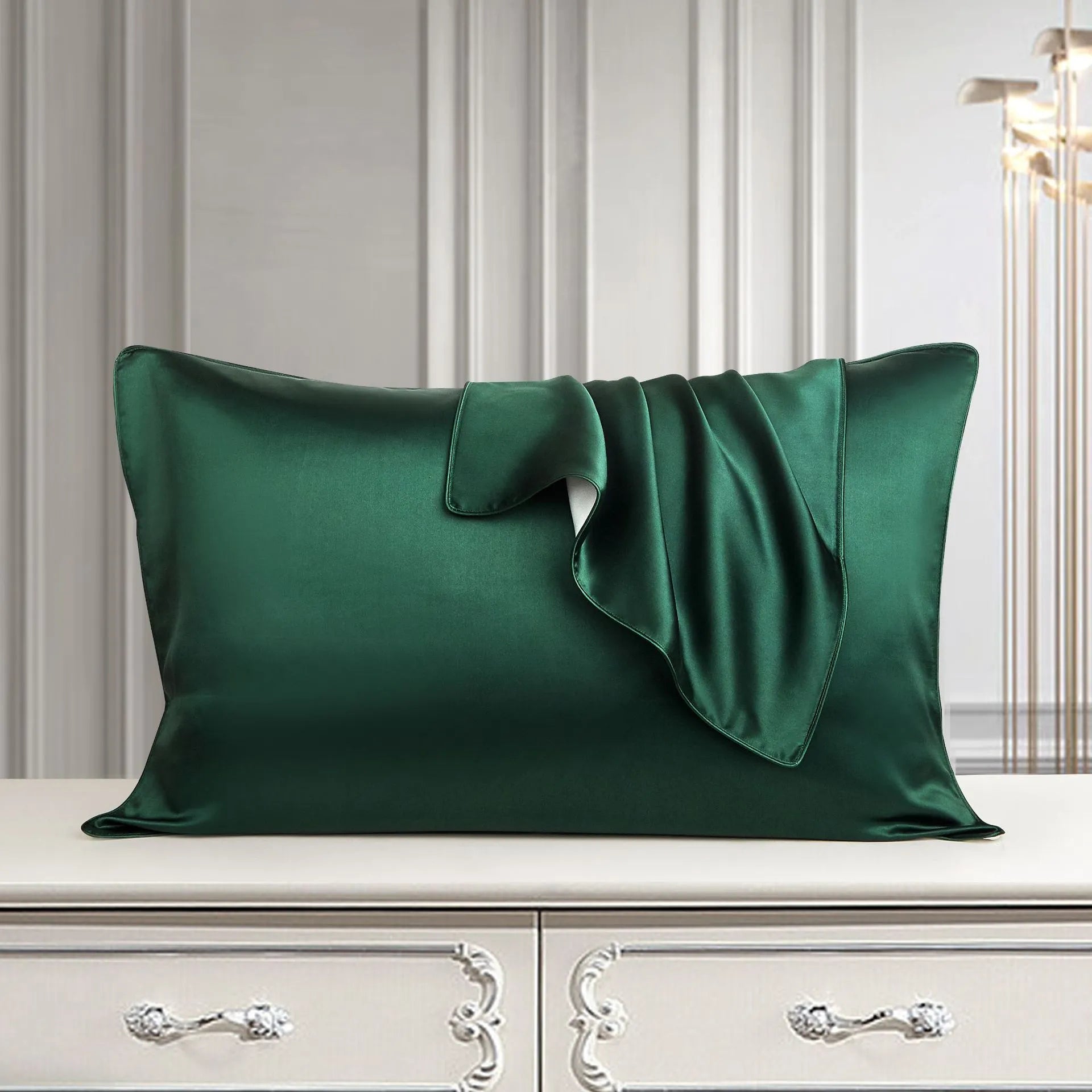 Mulberry silk pillowcase 48x74cm in palace luxury style with inlaid rope weave texture.