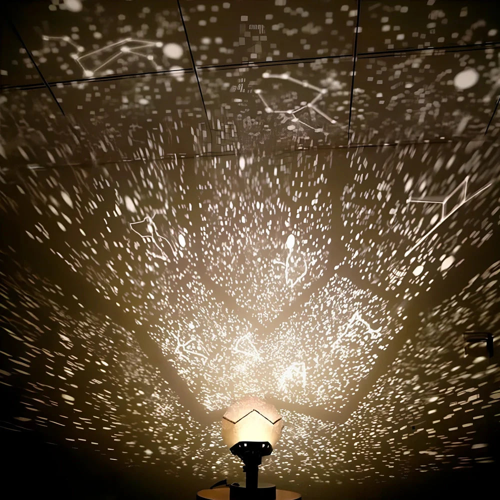 LED starry sky projector night light projecting constellations onto ceiling with remote control