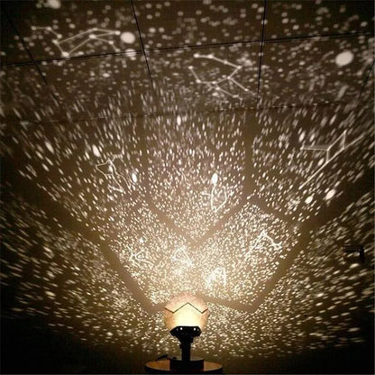LED starry sky projector night lamp projecting constellation patterns on bedroom ceiling with remote control