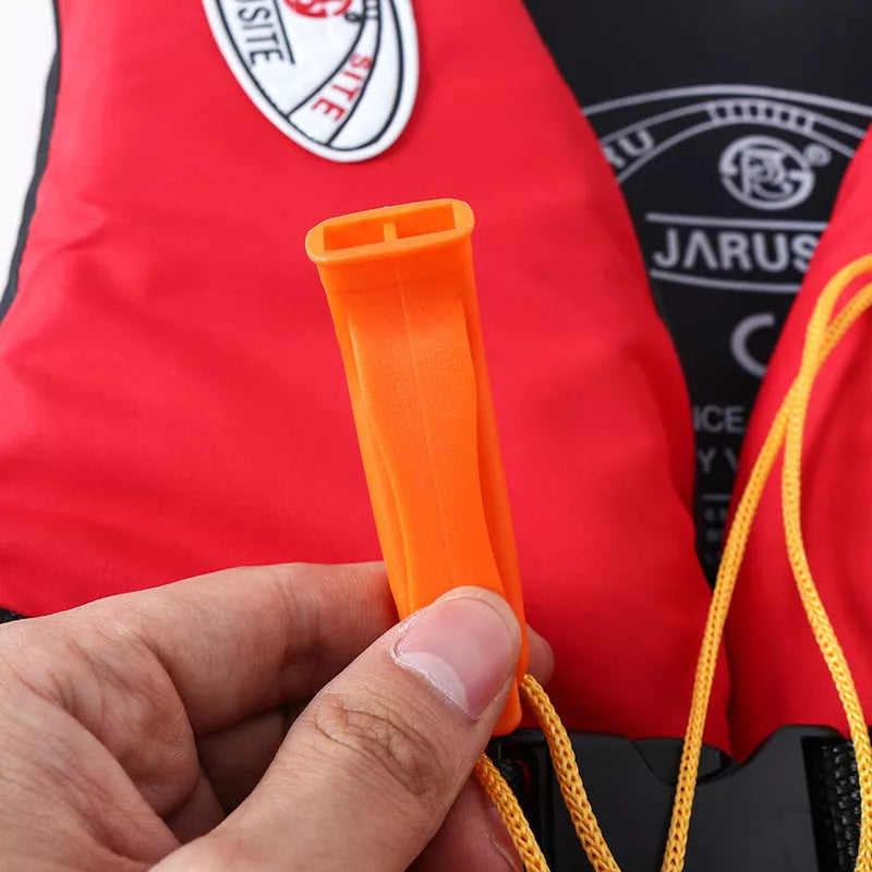 Child's life jacket with EPE foam buoyancy, reflective pads, and survival whistle