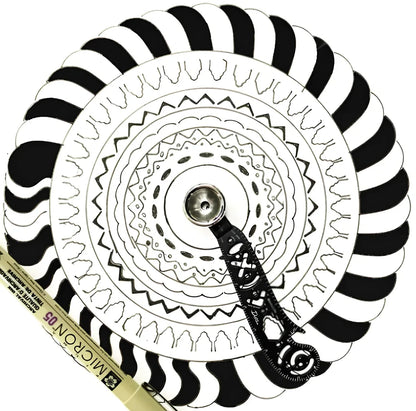 17cm metal drawing ruler with magnetic compass base for circular measurements without paper damage