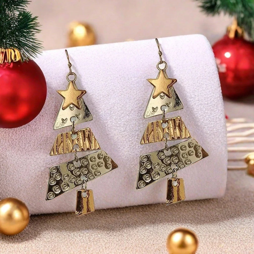 Festive Christmas Tree Necklace and Earrings Set for holiday celebrations