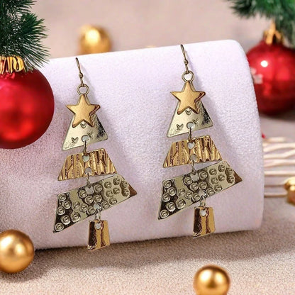 Festive Christmas Tree Necklace and Earrings Set for holiday celebrations
