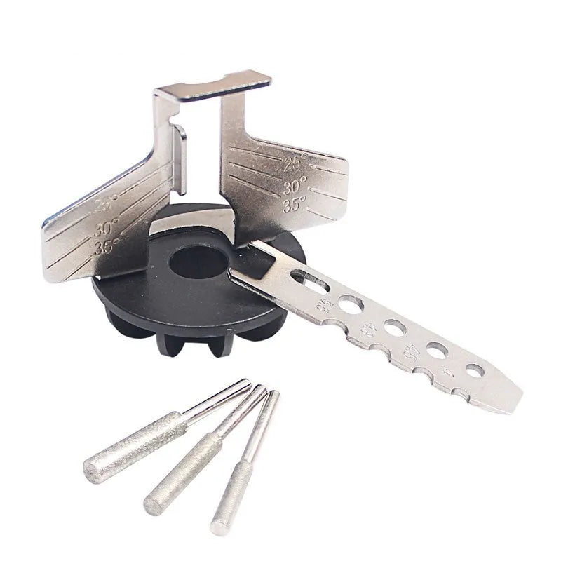 Silver mini electric grinder chain grinding machine with 100-tooth band saw blade for 20mm metal sharpening