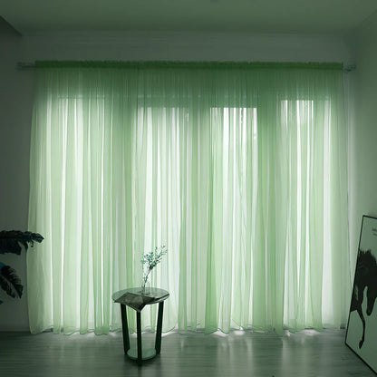 Simple modern balcony solid colour gauze curtain in beige showing light transmission effect