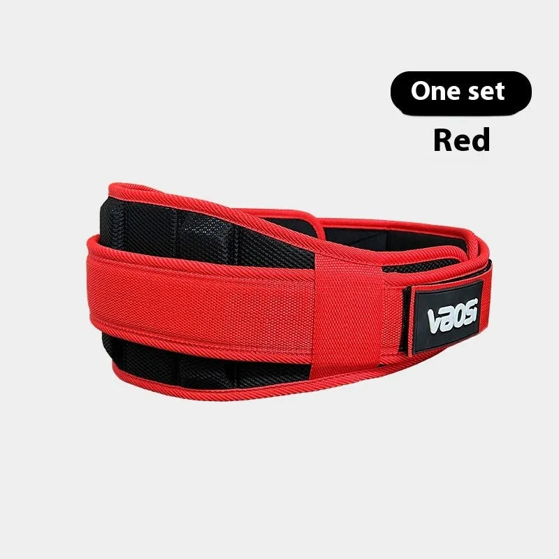 Adjustable waist support belt for weightlifting and fitness, black red yellow, sizes L M XL, one waistband