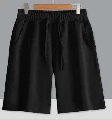 Men's straight-leg cotton casual shorts in light grey on a plain background.