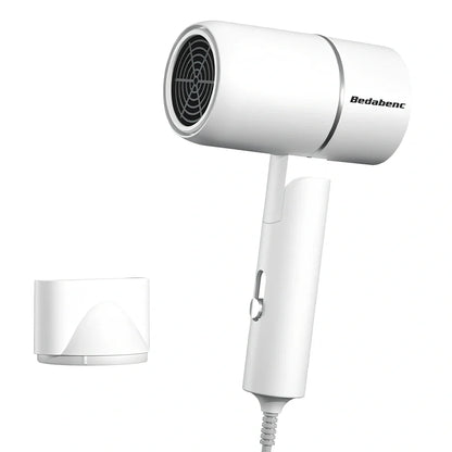 Gradient leafless hair dryer with blue light display and two nozzle attachments