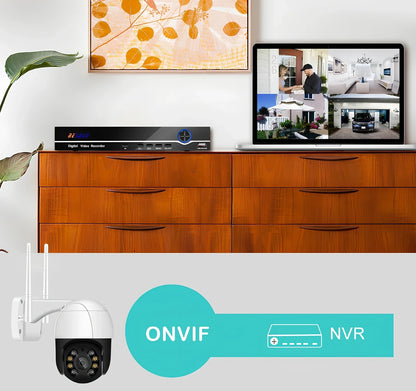 White wireless PTZ surveillance camera with dual antennas and rotational base for 270-degree coverage