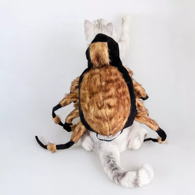 Black spider costume for pets with 8 legs and adjustable straps