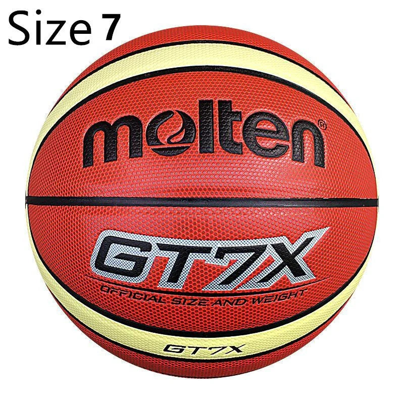 Durable outdoor basketball with PU rubber liner, non-slip surface, and standard size 7 specification for all-weather play